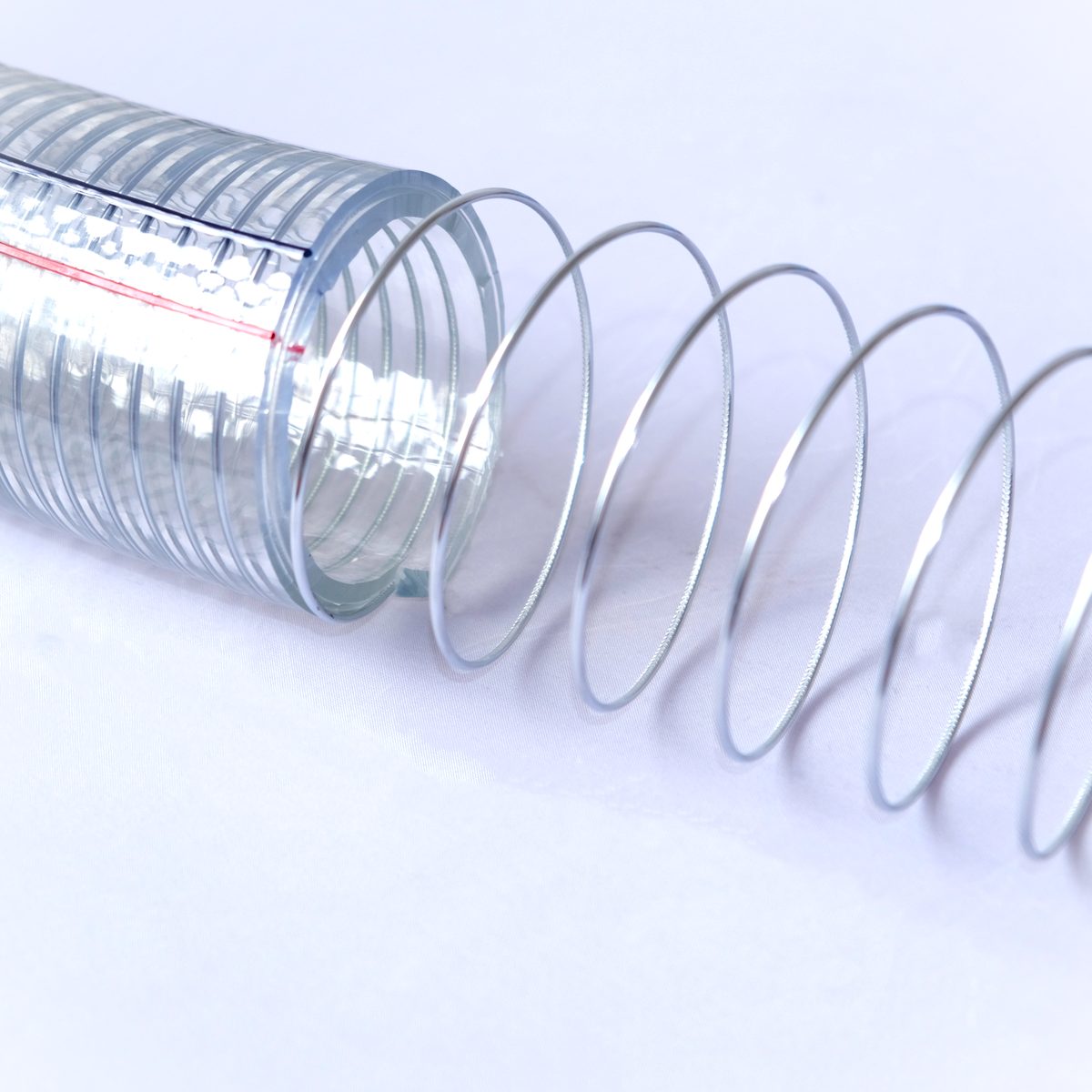 Reinforced clear PVC hose cross-section